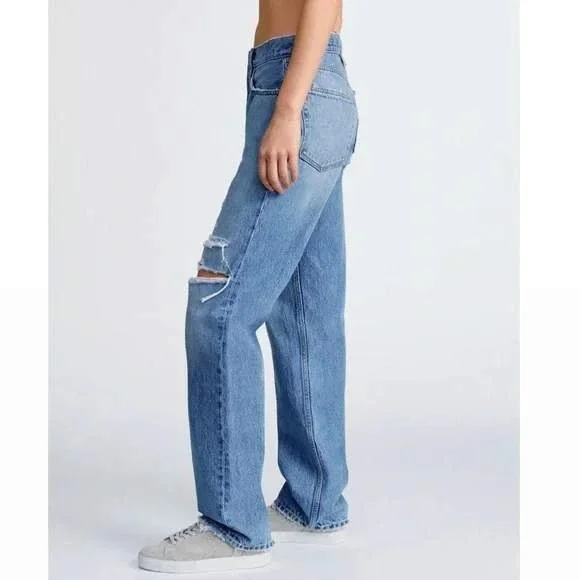 Re/Done 90s Comfy Jean Distressed Ripped Sunfaded Destroy Baggy Size 23 NWT - Picture 4 of 13